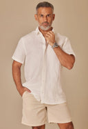 Camisa Linho Slim Manga Curta Off White