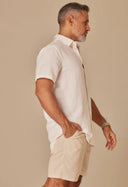 Camisa Linho Slim Manga Curta Off White