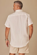 Camisa Linho Slim Manga Curta Off White