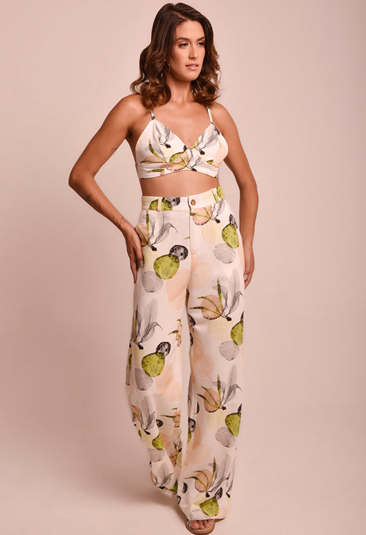 Calça Pantalona Malu Champanhe