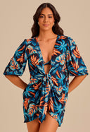 Kaftan Curta Com Nó Malha Blues