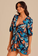 Kaftan Curta Com Nó Malha Blues