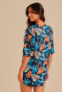 Kaftan Curta Com Nó Malha Blues