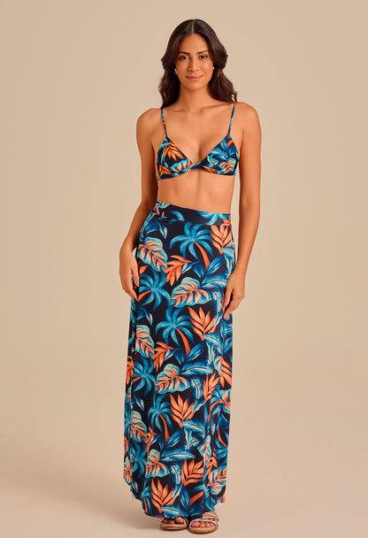 Saia Longa Transpassada Malha Blues