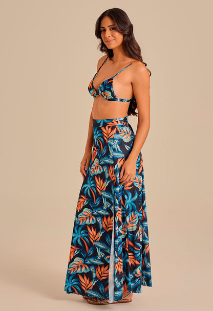 Saia Longa Transpassada Malha Blues