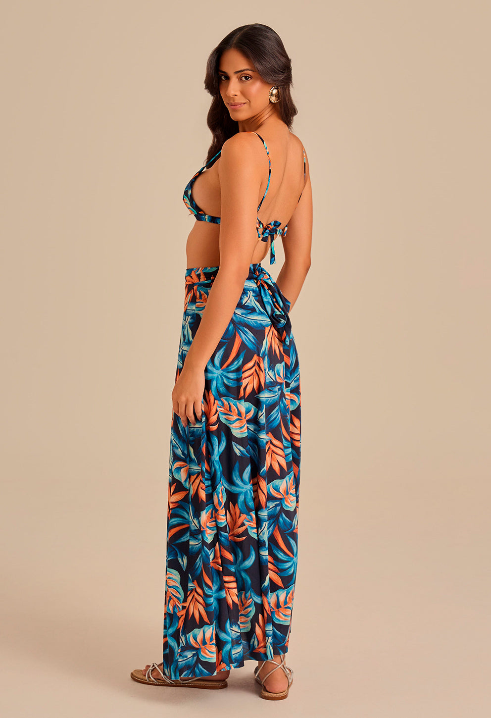 Saia Longa Transpassada Malha Blues