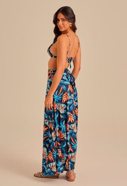 Saia Longa Transpassada Malha Blues