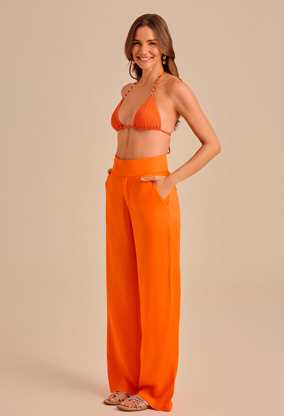 Calça Pantalona Lorena Doce Tangerina