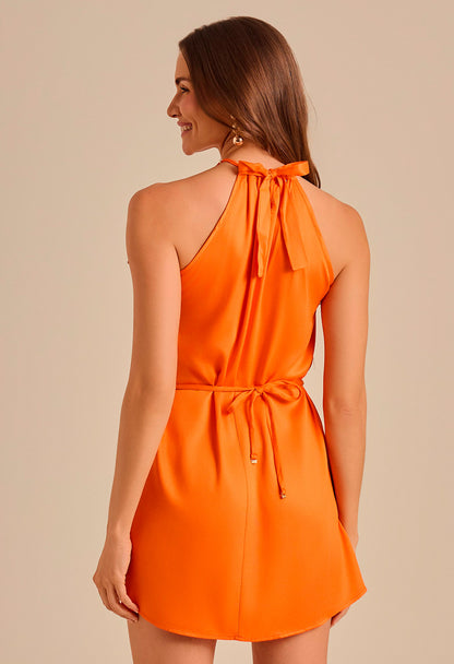 Vestido Jéssica Curto Com Cinto Doce Tangerina