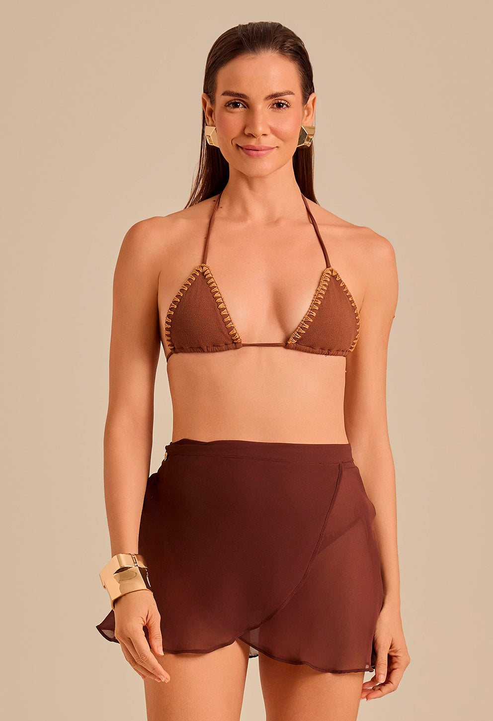 Saia Mini Transpassada Mg Trama De Verão