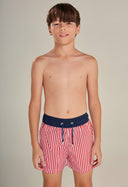 Bermuda Casual Náutica Infantil Vermelha/Marinho