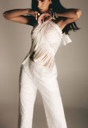 Saia Lenço Com Franja Off White PG