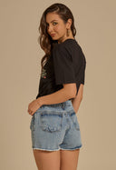 Short Jeans Mini Basic Azul Claro