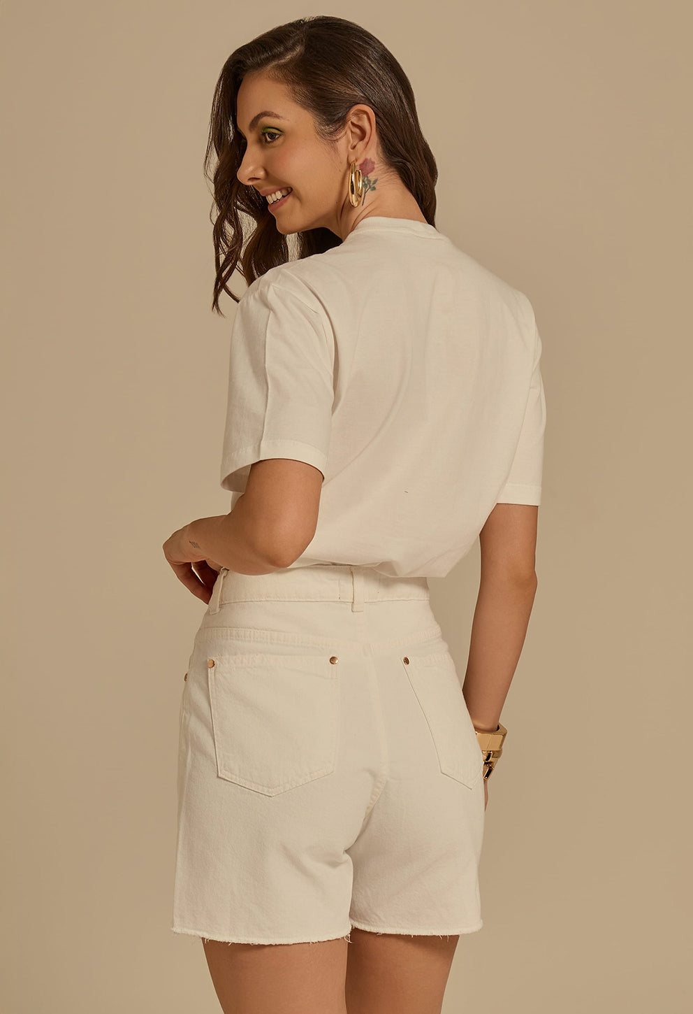 Bermuda Jeans Basic Branco