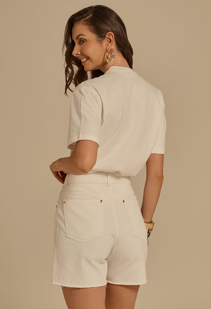 Bermuda Jeans Basic Branco