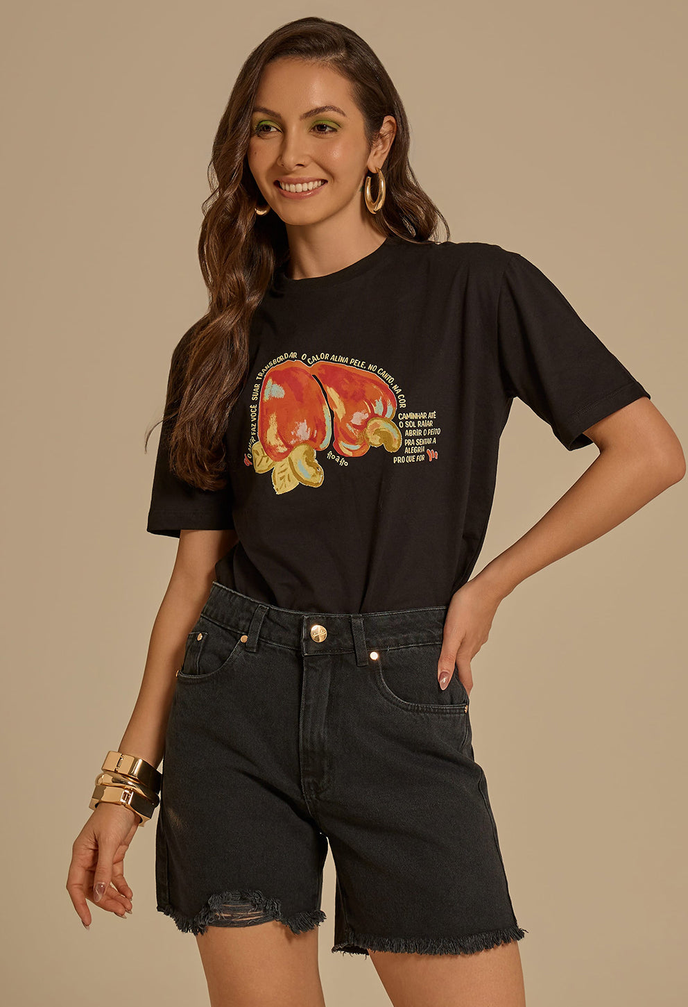 Bermuda Jeans Basic Preto