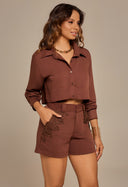 Short Leticia Com Guipir Cacau