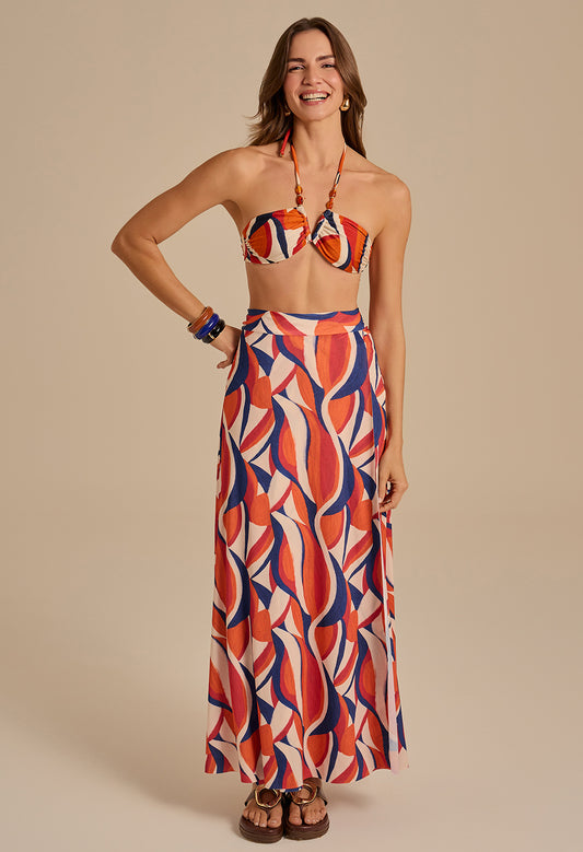 Saia Longa Transpassada Malha Samba De Verão