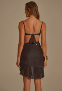 Mini Saia Com Franja Mlv Preto
