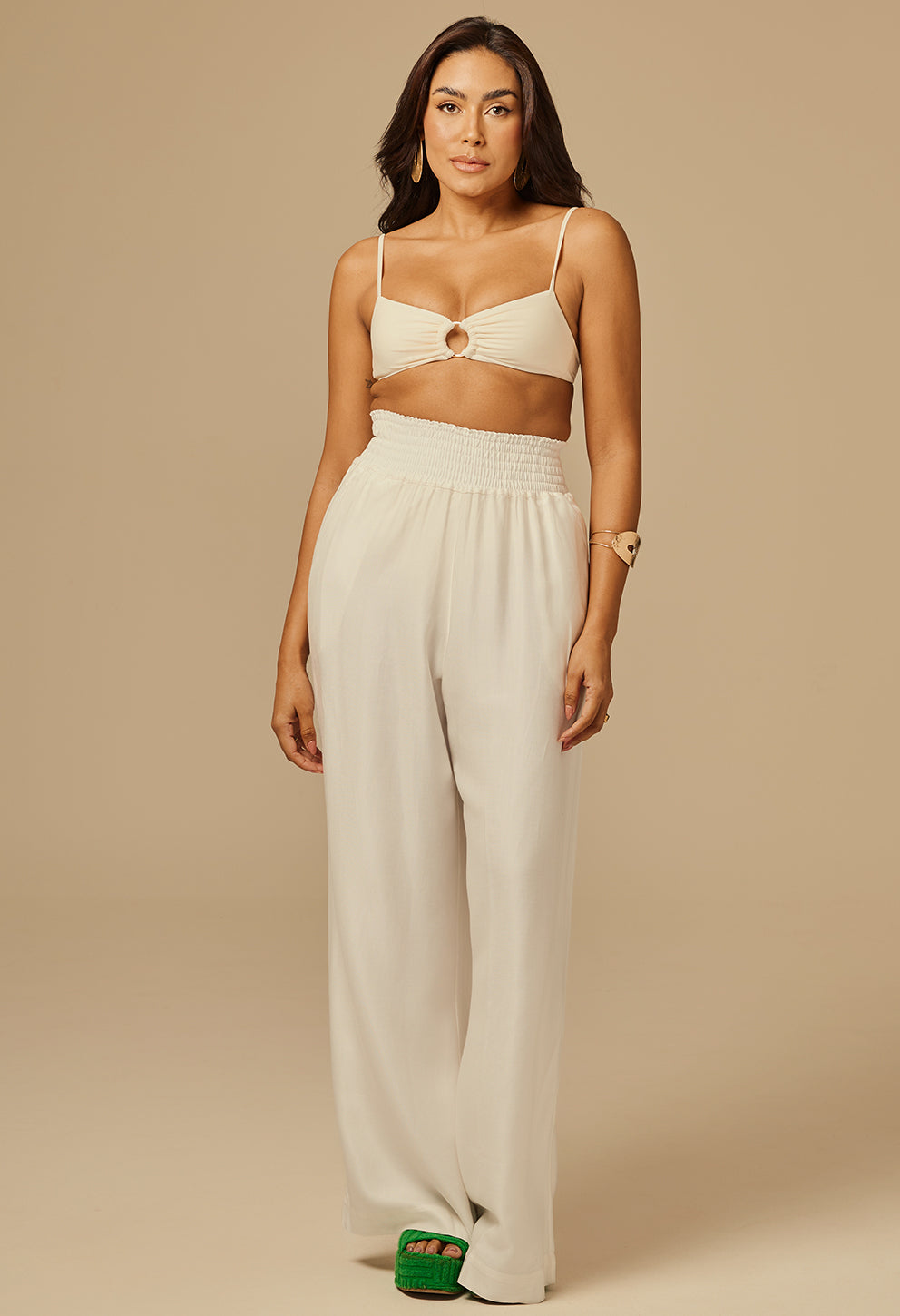 Calça Pantalona Donatella MD Off White