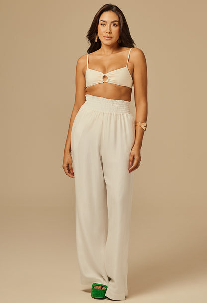 Calça Pantalona Donatella MD Off White