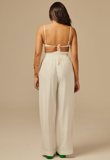 Calça Pantalona Donatella MD Off White