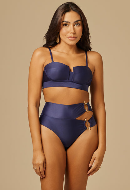 Calcinha Hot Dupla Fivela Martelada MF Marinho