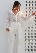 Saia Lenço Com Franja Off White PG