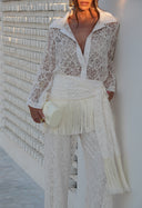 Saia Lenço Com Franja Off White PG