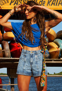 Short Jeans Recortes Azul Claro