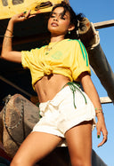 Short Jeans Recortes Off White